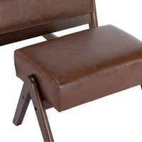 Rocking Chair With Ottoman, Mid-Century Upholstered Rocking Armchair with Thick Padded Cushion & Side Pocket & High Backrest, Nursery Glider Rocker Chair for Living Room Bedroom, Brown PU