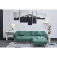 85.8" Loveseat Sofa with Ottman Set, Chenille Fabric L Shaped Convertible Sectional Sofa with 2 Pillows,3 Seater Sofa for Small Space,Living Room, Apartment