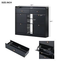 Shoe Cabinet with 4 Flip Drawers for Entryway, Modern 2-Tier Shoe Storage Organizer, Freestanding Slim Narrow Shoe Rack, Black (50.7"W x 9.4"D x 42.5"H)