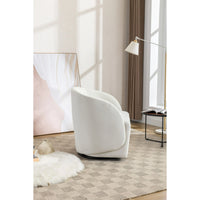 Swivel Accent Barrel Chair, Comfy Round Accent Sofa Chair for Living Room, 360 Degree Club Chair, Velvet Fabric Leisure Arm Chair for Nursery Bedroom Living Room Lounge Hotel Office (Ivory)