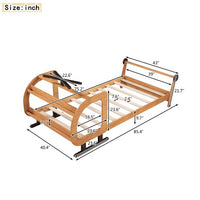 Twin Size Platform Bed,Wooden Plane Shaped Platform Bed Frame with Rotatable Propeller and Shelves for Boys and Girls,Easy Assembly,Natural