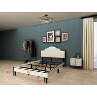 Full Size Platform Bed with Button Tufted Headboard, Heavy Duty Platform Bed Frame with 4 Steel Slats & Center Support Legs & Under Bed Storage for Adults, Box Spring Needed, Easy Assembly Light Beige