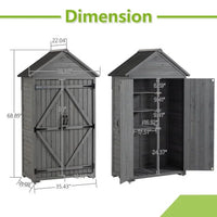 Outdoor Storage Cabinet, Solid Wood Garden Shed, Outside Storage Tool Shed with Adjustable Shelves and Double Lockable Doors, Waterproof Roof, Vertical Organizer Cabinet for Outside, Garden, Yard