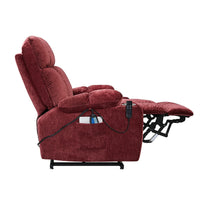 Dual OKIN Motor Power Lift Recliner Chair with Massage and Heating Function for Elderly, Modern Recliner Chair with 2 Cup Holders and Lay Flat 180 Degree for Living Room, Red