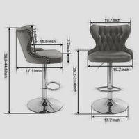 Bar Stool Swivel Chairs Set of 2, Velvet Adjustable Height Barstools with Tufted Back and Footrest, Modern Upholstered Tall Bar Stools Dining Chairs for Home Pub Kitchen Island Cafe, Light Blue