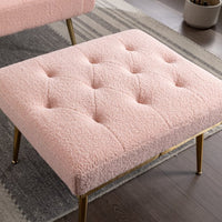 36.61'' Wide Modern Accent Chair With 3 Positions Adjustable Backrest,Single Recliner Armchair With Ottoman and Gold Legs,Tufted Chaise Lounge Chair for Living Room,Bedroom,Pink