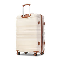 New Model Expandable Luggage Sets, ABS Hardshell 3pcs Luggage with TSA Lock, Hardside, Spinner Wheels, 20''24''28''Lightweight Durable Suitcase sets, Beige+Brown