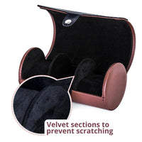 TRIPLE TREE Watch Roll, Travel Watch Case for 3 Watches, Travel Watch Box with Velvet Sections to Prevent Scratching or Impact, Brown