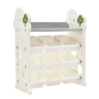 Kids Toy Storage Organizer with 14 Bins and Toy Shelf, Nursery Organizer Kids Furniture Set Toy Storage Cabinet Unit with HDPE Shelf and Bins for Playroom, Bedroom, Living Room, Gray