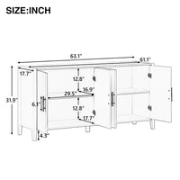 Modern Storage Cabinet, Wooden Sideboard with Metal Handles and Ample Storage Space, Wide Console Table with Smooth Tabletop Surface and Solid Legs for Living Room,Entryway,Hallway, White