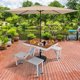 Aluminum Folding Camping Table and Chairs Set, Portable Picnic Table with Seats and Umbrella Hole, Lightweight Card Suitcase Table with Soft Handles for Outdoor BBQ Party