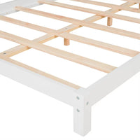 Full Size Platform Bed Wood Platform Bed with House-shaped Headboard Low Floor Bed Platform Bed with Solid Wood Slats, Montessori Bed for Boys Girls, No Box Spring Needed, White