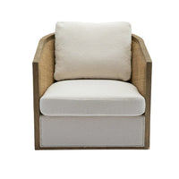 Swivel Barrel Chair, Modern Upholstered Armchair Leisure Chair with 360 Degree Swivel Metal Base and 1 Pillow, Comfy Round Single Sofa Chair Club Chair for Living Room Bedroom Office, Beige