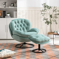 JINS & VICO Velvet Swivel Accent Chair,Modern Lounge Chair with Metal Base Frame & Footrest,Comfortable Single Leisure Sofa Chair Reading Chair with 360 Degree Swiveling for Living Room,Teal