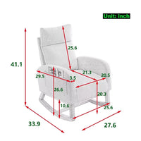 Accent Chair, Rocking Chair with Two Side Pocket, Modern Upholstered High Back Glider Rocking Chair Armchair, Comfy Lounge Chair for Side Living Room Bedroom Studio Leisure Office, White Teddy