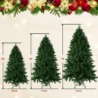 5ft Christmas Tree Unlit, Green Flocking Artificial Christmas Tree with Realistic Branches and Thicken Base, Hinged Xmas Tree for Home, Office, Party Decoration