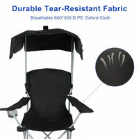 Canopy Folding Chair with Sunshade,Foldable Beach Canopy Chair, Heavy Duty Sun Protection Camping Chair with Steel Frame,Lawn Patio Chair with Cup Holder,for Outdoor Beach Camp Park Beach