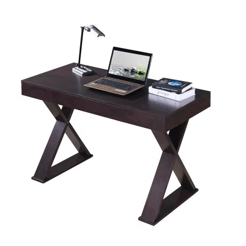 Writing Computer Desk, 48 inch Modern Study Table, Makeup Vanity Wooden Console Table with Storage Drawers & Strong X Legs(Espresso)