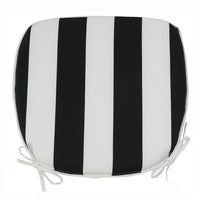 Outdoor Indoor Chair Cushions Set of 4, Thickened Seat Cushion Set with Straps, Decorative Chair Pads for Patio Furniture Garden Home Office Decoration, Black + White
