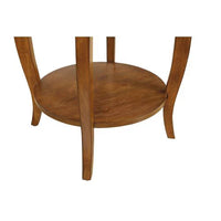 Round End Table with 1 Drawer & Open Storage Shelf, Side Table with Wooden Cabriole Leg, Night Stand for Living Room Bedroom, Walnut