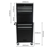 6-Drawer Rolling Tool Chest with Wheels, High Capacity Tool Box with Removable Casters Locking Mechanic Tool Cart Detachable Large Storage Cabinet Organizer for Workshop Warehouse, Black