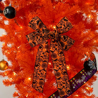 7.5ft Upside Down Artificial Christmas Tree, Orange Halloween Tree with 1200 Lush Branch Tips and 300 LED Lights, Faux-Pine Christmas Tree Inverted Christmas Tree for Xmas Holiday Home Decorations
