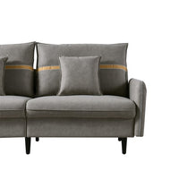 3-Seat Sofa Couch, Mid-Century Tufted Love Seat with 2 Pillows & Hidden Storage Bags, 2-Seat Upholstered Deep Sofas Couches Loveseat for Living Room Bedroom Office Apartment Dorm Studio, Gray