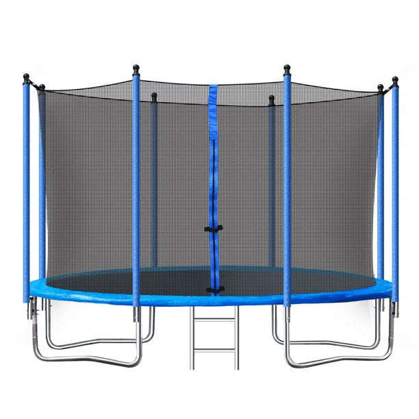 10ft Round Trampoline for Kids with Safety Enclosure Net , Outdoor Recreational Trampoline with Metal Ladder and Steel Tube, ASTM Approved Trampoline & High Stability