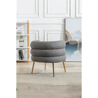 TRIPLE TREE Modern Accent Chair with Curved Backrest, Leisure Sofa with Golden Feet, Single Sofa Chair with Comfortable Cushion Lounge Chair for Living Room Office Apartment Reception Room, Gray