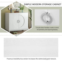 Sideboard Storage Cabinet, Simple Accent Cabinet with Doors and Solid Wood Veneer, Modern Buffet Cabinet Entryway Cabinet with Storage and Metal Leg Frame for Living Room, Dining Room, Home, White