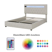 Upholstered Platform Bed,Queen Size Lift Up Storage Bed Frame with Adjustable Headboard,Featured with Bluetooth Audio,LED Light and USB Charging for Bedroom,No Box Spring Needed,Easy Assembly,Beige