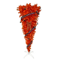 7.5ft Upside Down Artificial Christmas Tree, Orange Halloween Tree with 1200 Lush Branch Tips and 300 LED Lights, Faux-Pine Christmas Tree Inverted Christmas Tree for Xmas Holiday Home Decorations