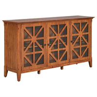 Storage Cabinet with 3 Doors & Adjustable Shelves, Modern Console Table Sideboard Buffet with Metal Door Handles, 62.2’’ Multi-use Accent Cabinet Entertainment Center for Living Room, Brown