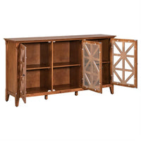 Storage Cabinet with 3 Doors & Adjustable Shelves, Modern Console Table Sideboard Buffet with Metal Door Handles, 62.2’’ Multi-use Accent Cabinet Entertainment Center for Living Room, Brown