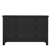6 Drawer Dresser for Bedroom, Chest of Drawers with Shell-shaped Handle for Kids Adults, Wood Storage Tower Clothes Organizer, Large Storage Cabinet for Closet, Living Room, Hallway Antique Black, C