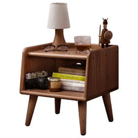 Modern Nightstand, Solid Wood Bedside Cabinet with Storage Drawers and Open Wood Shelf Storage, Beech Wooden Side Table with for Bedroom, Living Room, Dorm, Easy Assembly, Natural