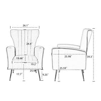 Modern Velvet Accent Chair, Wingback Arm Chair with Gold Metal Legs, Upholstered Single Sofa Chair with Tufted Back, Leisure Armchair Lounge Chair Reading Chair for Living Room Bedroom, Rose Red