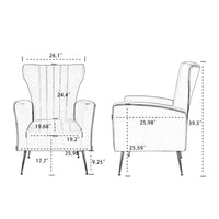 Modern Velvet Accent Chair, Wingback Arm Chair with Gold Metal Legs, Upholstered Single Sofa Chair with Tufted Back, Leisure Armchair Lounge Chair Reading Chair for Living Room Bedroom, White