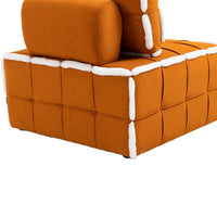 Armless Accent Single Lazy Sofa, Floor Corner Leisure Sofa with Pillow and Tufted Decor, Small Single Seat Sofa for Living Room Small Space Apartment Bedroom, Orange