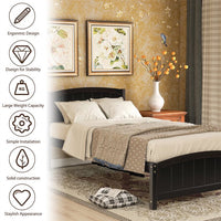 Twin Size Bed Frame for Kids Girls Adults, Wood Platform Bed with Headboard, Footboard and Wood Slat Support, Sleigh Bed for Bedroom, Space Saving Design, No Box Spring Needed, Espresso