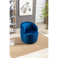 Swivel Accent Barrel Chair for Living Room, Velvet Fabric Swivel Armchair, Small Accent Round 360° Swivel Club Chairs, Modern Upholstered Arm Chair for Bedroom, Office, Hotel, Lounge, Dark Blue