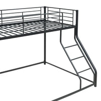 Twin XL Over Queen Bunk Bed with Ladders, Heavy-Duty Metal Bunk Bed Twin XL Over Queen Size for Kids Boys Girls Teens Adults, Modern Style Queen Size Bunk Bed, Black