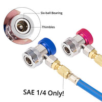 R134a Quick Coupler Adapter, High & Low Adjustable R134a Adapter Fittings and AC Hose Fittings, HP and LP Connectors for R134a Car AC System Evacuation Recharging and More, 1/4" Flares, 2pcs