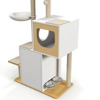 Wood Cat Tree Tower, Cat Furniture with Furry Ball, Scratching Pads, Large Storage Space, Cat Scratching Posts, Kittens Pet Play House for Indoor Cats (5.0) 5 stars out of 2 reviews 2 reviews