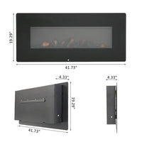 42-Inch Wall Hanging Electric Fireplace Heater with Realistic Flame, Fireplace Stove Heater with Remote Control, Fireplace Stove for Indoor, 1400W, Black