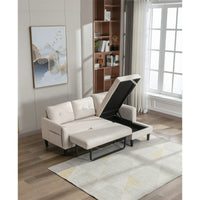 Pull Out Sleeper Sofa Couch,Convertible Sectional Sofa Sleeper with Pull-Out Bed and Storage Chaise Lounge,L-Shaped Sectional Sofa Corner Couch with Storage and Side Pocket for Living Room,Beige