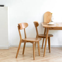 Dining Chair, FAS Grade Natural Oak Solid Wood Living Room Chair with Curved Backrest, Simple Design & 100% Dirt-free Dining Chair, Easy to Clean, 1 Count, Oak