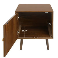 Nightstand with 1 Door,Wood Bedside Table with 3D Printed Elements,End Table Storage Cabinet for Bedroom,Living Room,Sofa Couch,Hall,Brown