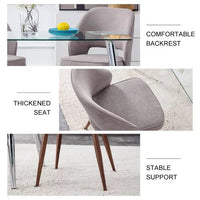 Modern Dining Chairs Set of 2, Linen Accent Chair, Living Room Leisure Chairs, Upholstered Side Chair with Metal Legs, Office Chair for Dining Room Kitchen Vanity Patio Club Guest, Gray