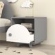 Wooden Nightstand with a Drawer and an Open Storage for Kids Room, End Table Nightstand of Bedroom, Cute Bedside Table End Table with Modern Design for Living Room Bedroom, Gray